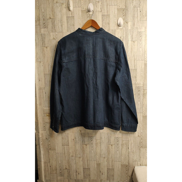 Krazy Kat Women's Blue Denim Jacket long sleeve sequins on shoulders Size XL - Picture 2 of 6